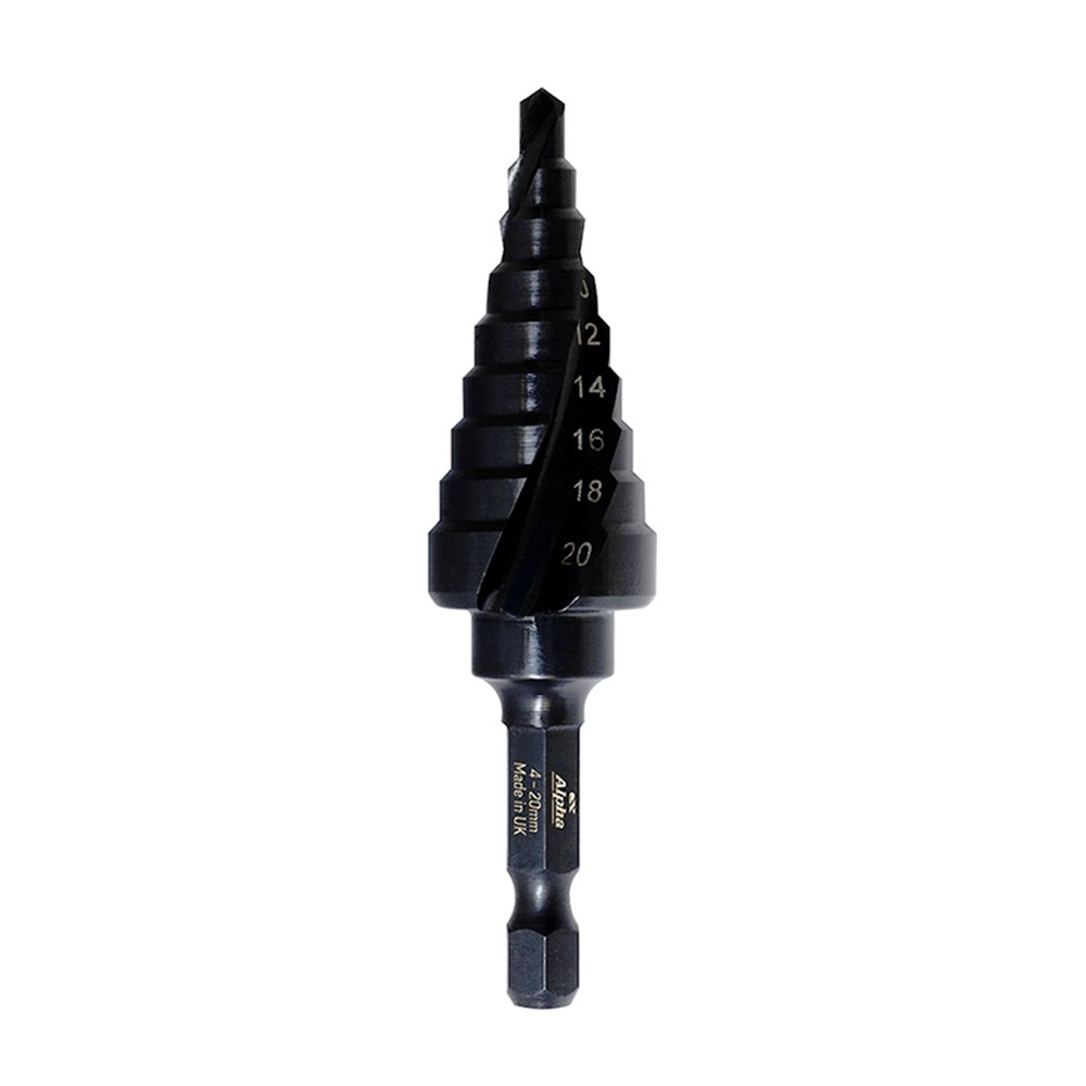 ALPHA THUNDERMAX STEP DRILL SPIRAL FLUTE 4-20MM - 1/4'' IMP SHANK